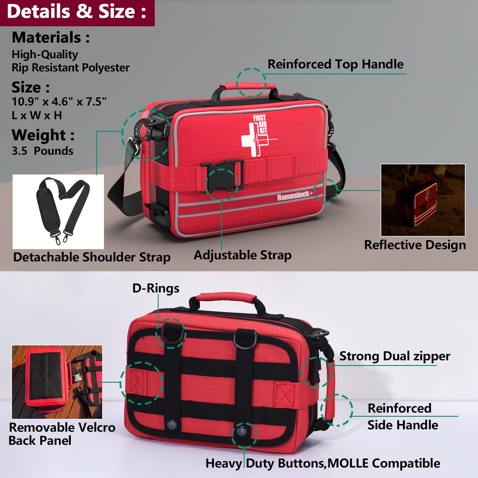 Comprehensive First aid Kits, First Aid Trauma Kit with Labelled Compartments…