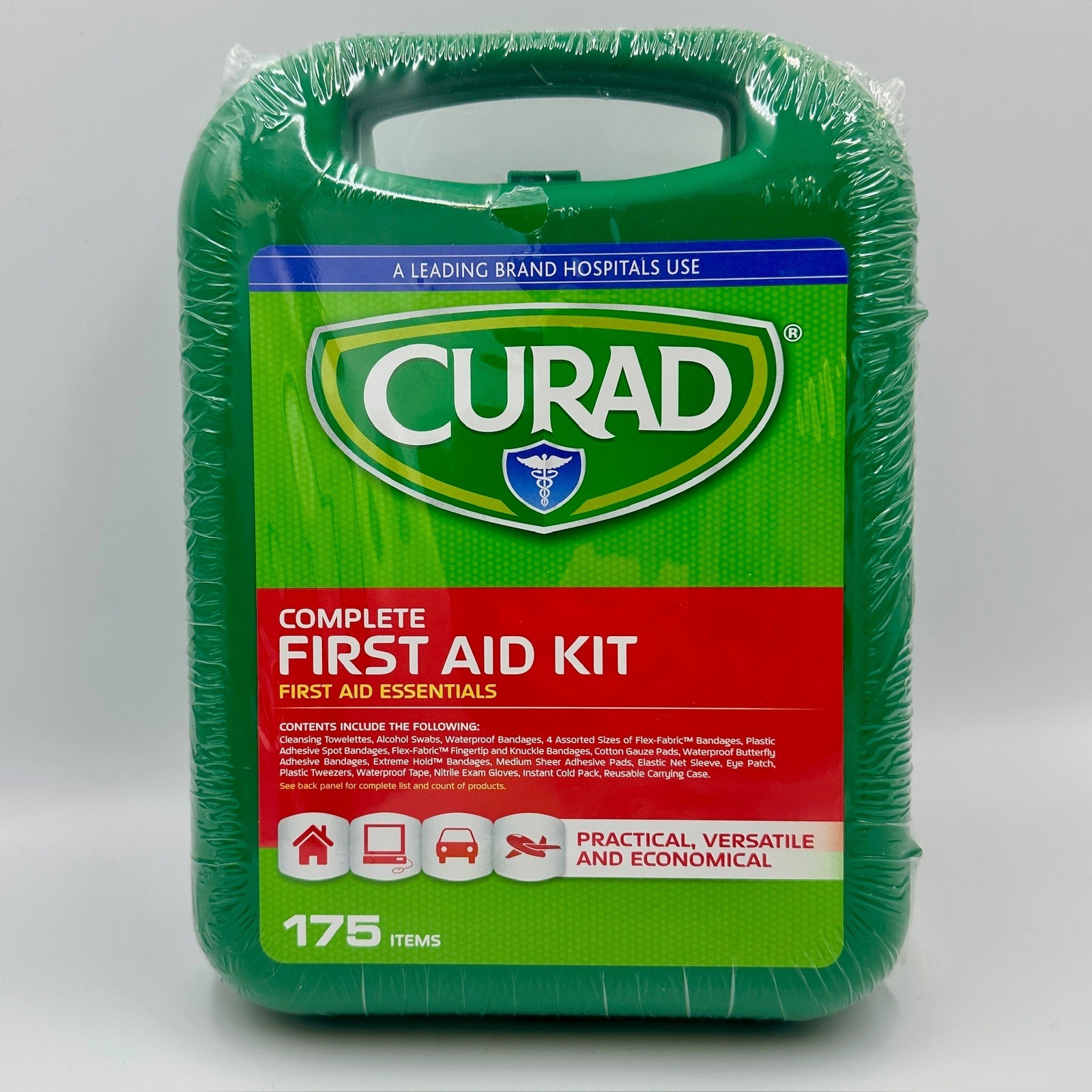 Curad Complete First Aid Kit 175 Items Green Carrying Case CURFAK300RBV1 New