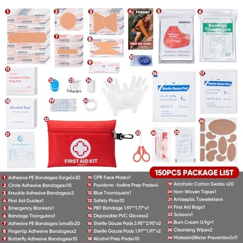 150 Piece Mini First Aid Kit Portable Emergency Medical Supplies for Travel Car