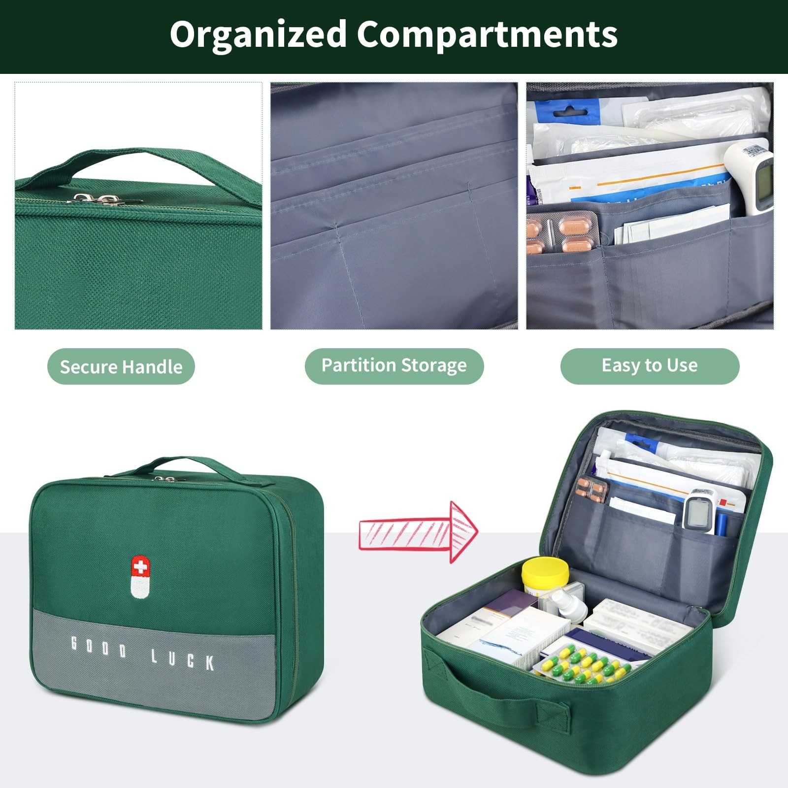 GAUENEEN First Aid Bag Empty, Multifunction Emergency Medicine Storage Bag fo…