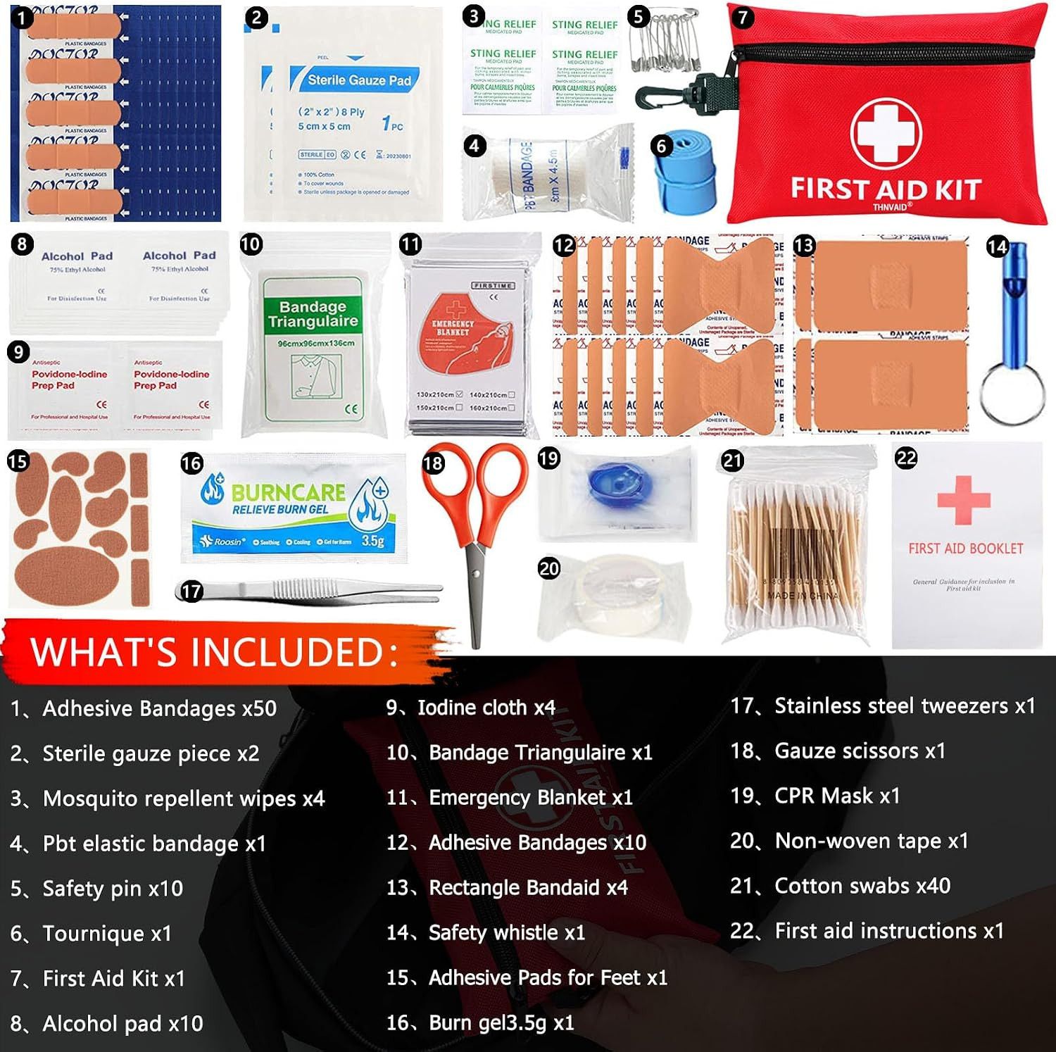 Mini First Aid Kit – 147 Piece Small First Aid Kit,With Rotatable Buckle Ideal f