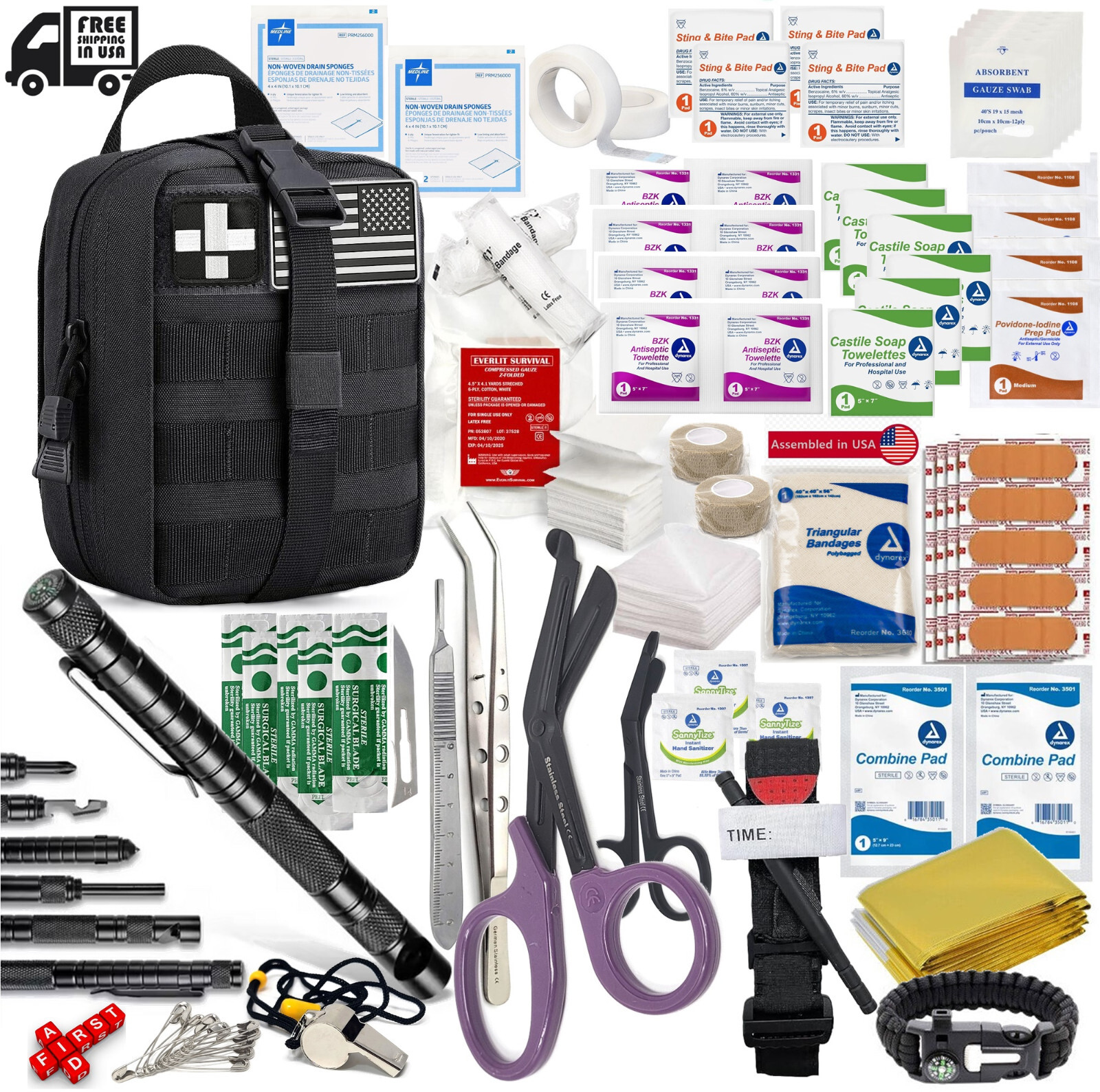 147Pc Tactical First Aid Kit Emergency Military Trauma Survival Medical Supplies