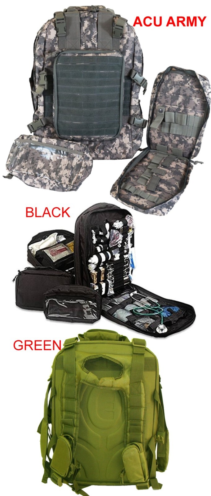 Explorer Deluxe Carry Huge Military Corpsman Medic Hospital Backpack large heavy