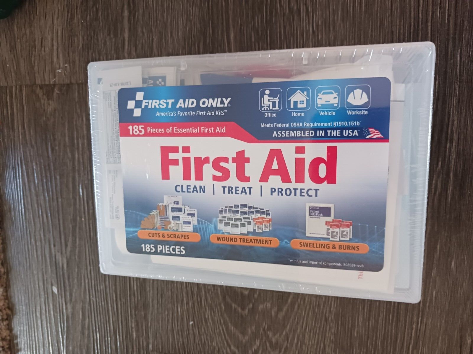 First Aid Only First Aid Kit with Clear Plastic Case, 185 Pieces of Essentials