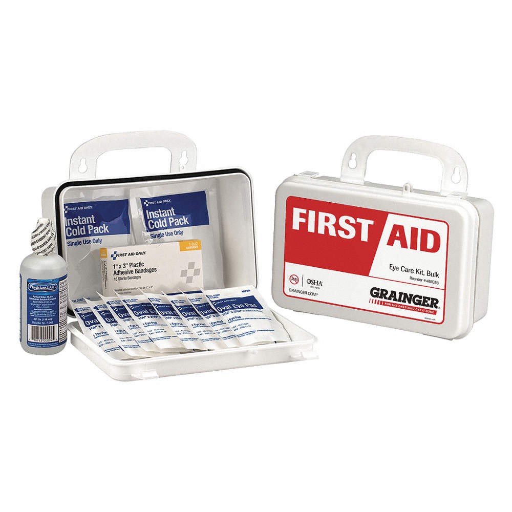 GRAINGER APPROVED 59468 First Aid Kit w/House,27pcs,2 3/8×4",WHT 488G68