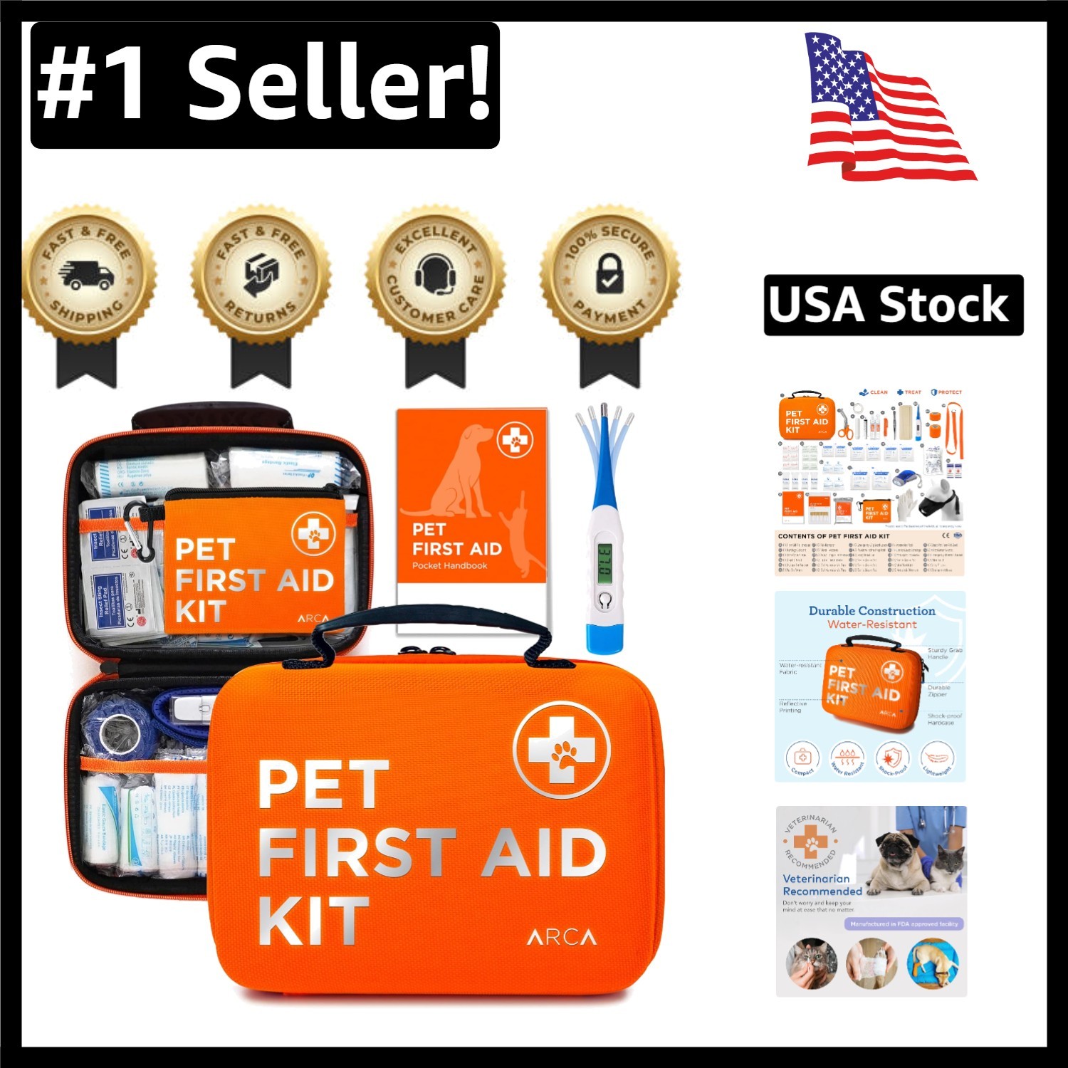 Compact Cat & Dog First Aid Kit with Reflective Hardcase – Your Travel Companion