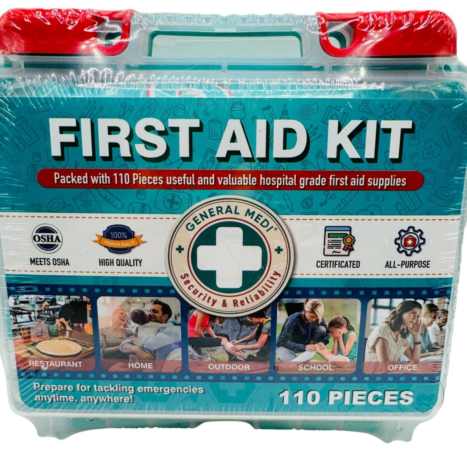 General Medi 110 Pieces Small First Aid Kit – HardCase First Aid Box Exp 11/26
