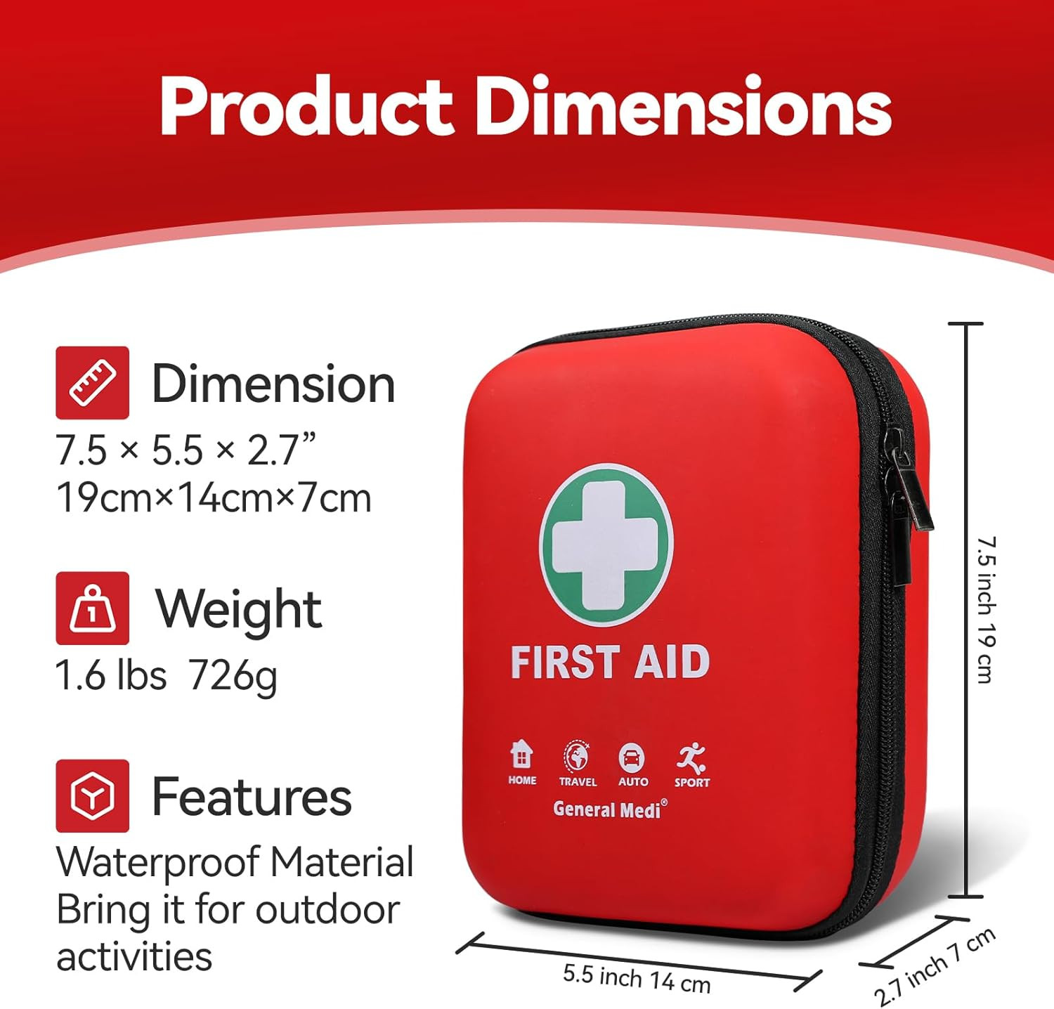170-Piece First Aid Kit – Lightweight Hard Case for Emergencies