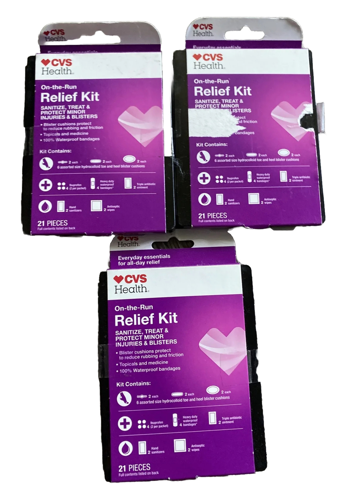 CVS Health On-the-run Relief Kit Lot Of 3