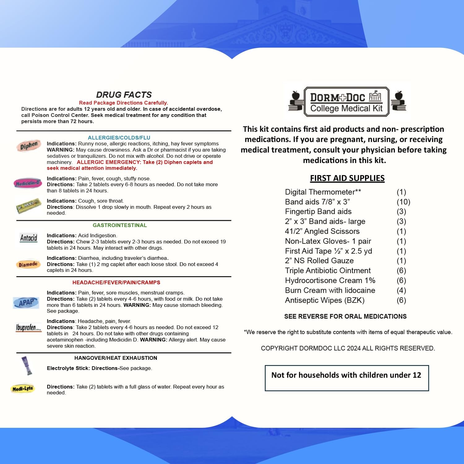 College First Aid Kit – Compact Emergency Medical Kit for Dorm Rooms, School,…