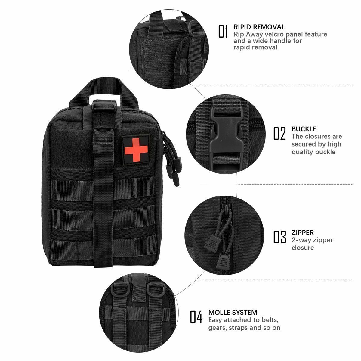 Tactical First Aid Kit Survival Molle Military EMT Medical Pouch Empty Bag US