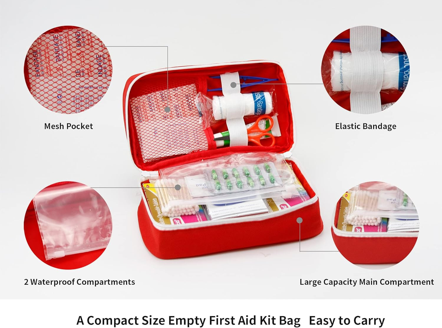 TOPASION Portable Empty First Aid Kit Bag, Travel Medicine Pouch, Small Medical