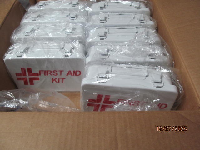 Lot of 9 Ability One 49CL05 10 person First Aid Kits in Metal box w wall hanger