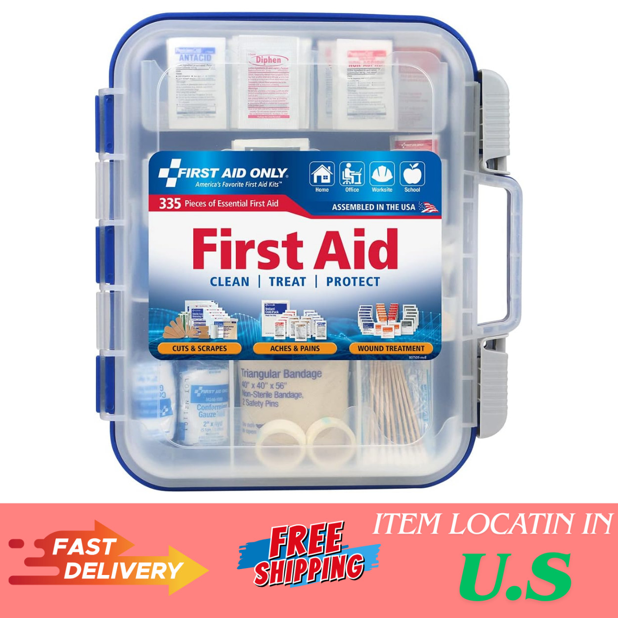 OSHA-Compliant First Aid Kit, All-Purpose 100-Person Emergency First Aid Kit for