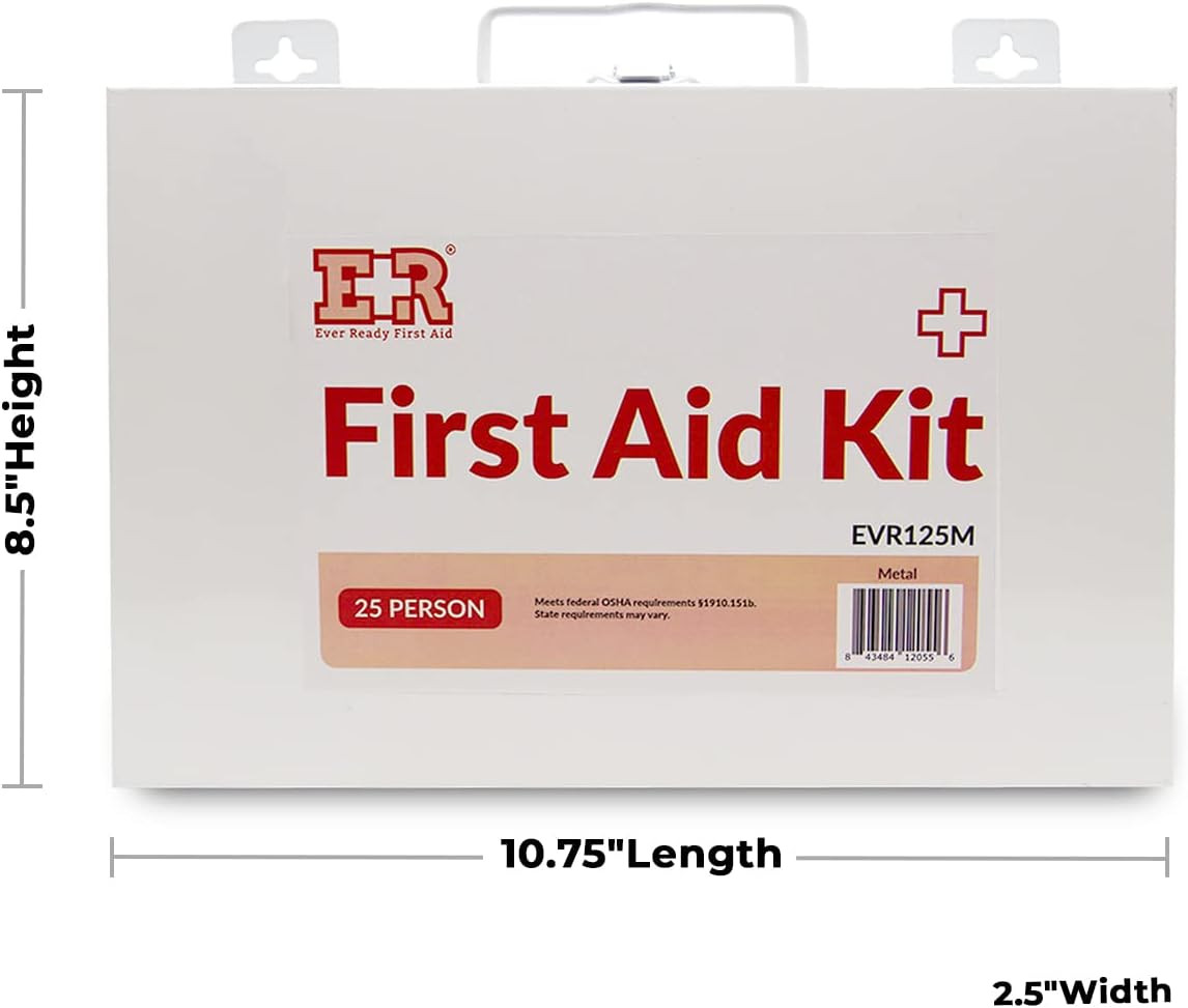 Ever Ready First Aid 107 Piece 25 Person First Aid Kit with Metal Case, OSHA Com