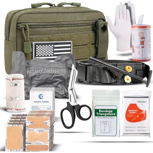 Tactical First Aid Kit – 34-Piece Trauma Kit with Tourniquet & Bandages for Car,