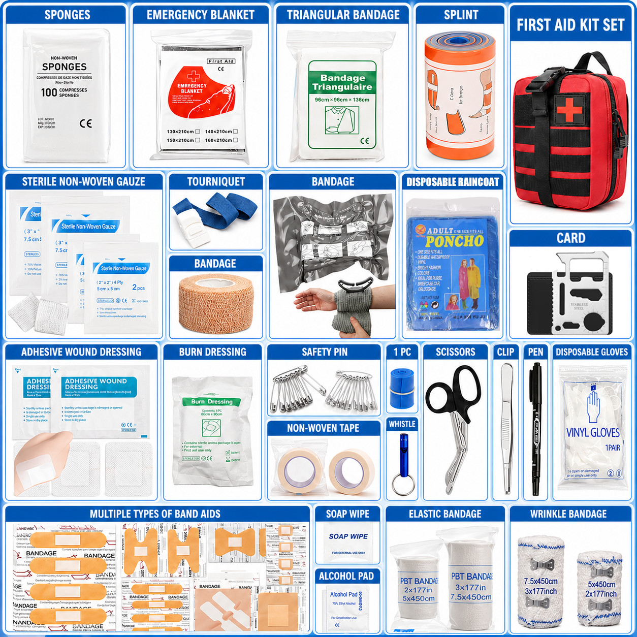 379Pcs Emergency First Aid Kit Tourniquet Trauma Kit Medical Bag Outdoor Camping