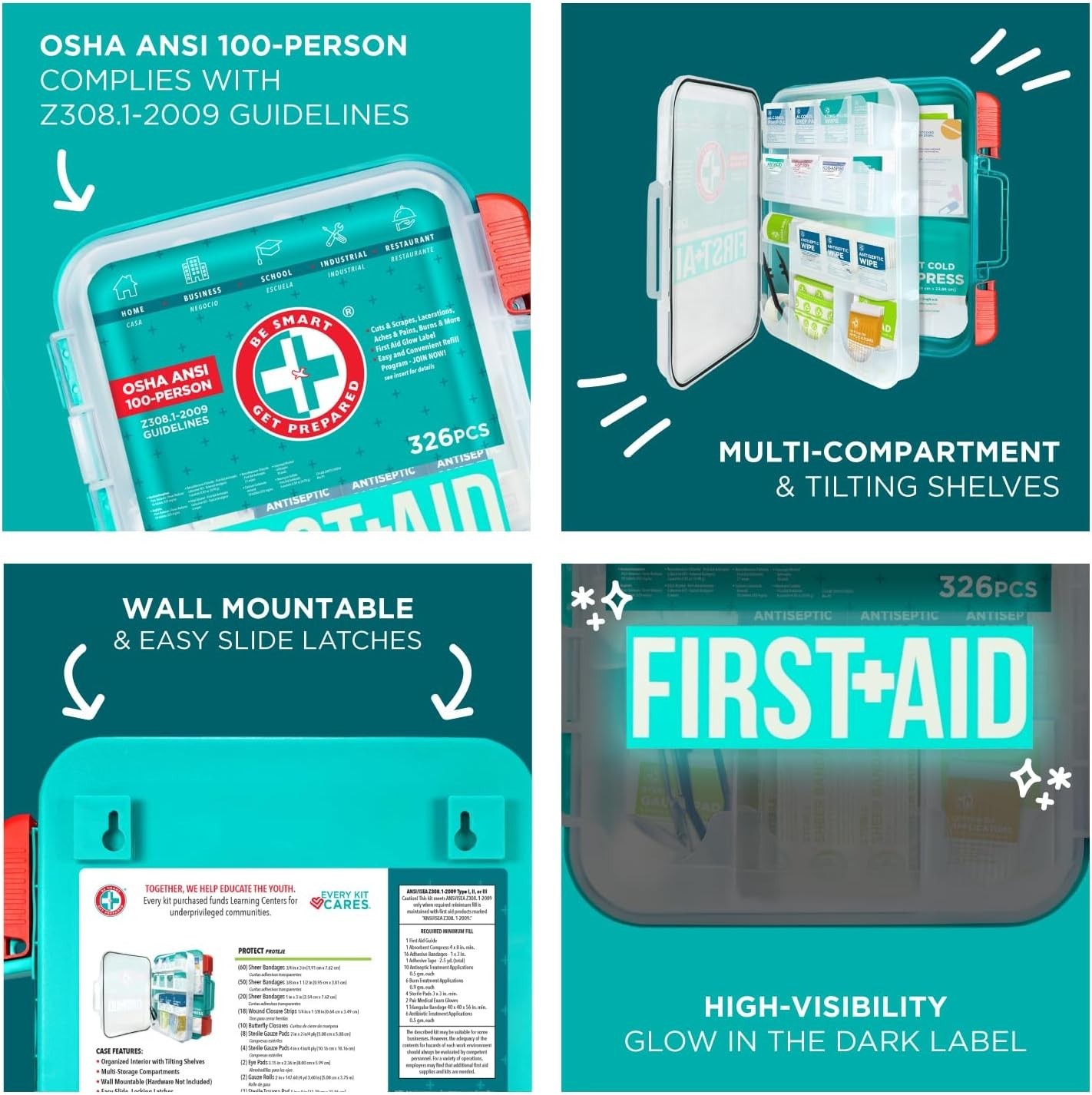 Organized 326-Piece First Aid Kit – Quick Access for Family & Workplace Safety