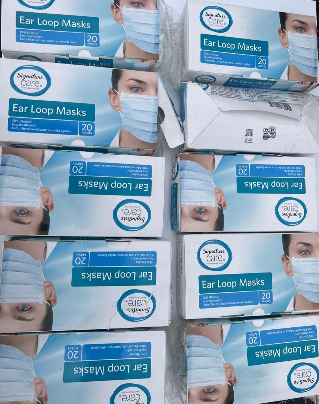 Signature Select Care First Aid Ear Loop Masks 20 Each Count = 200 DAMAGE Lot