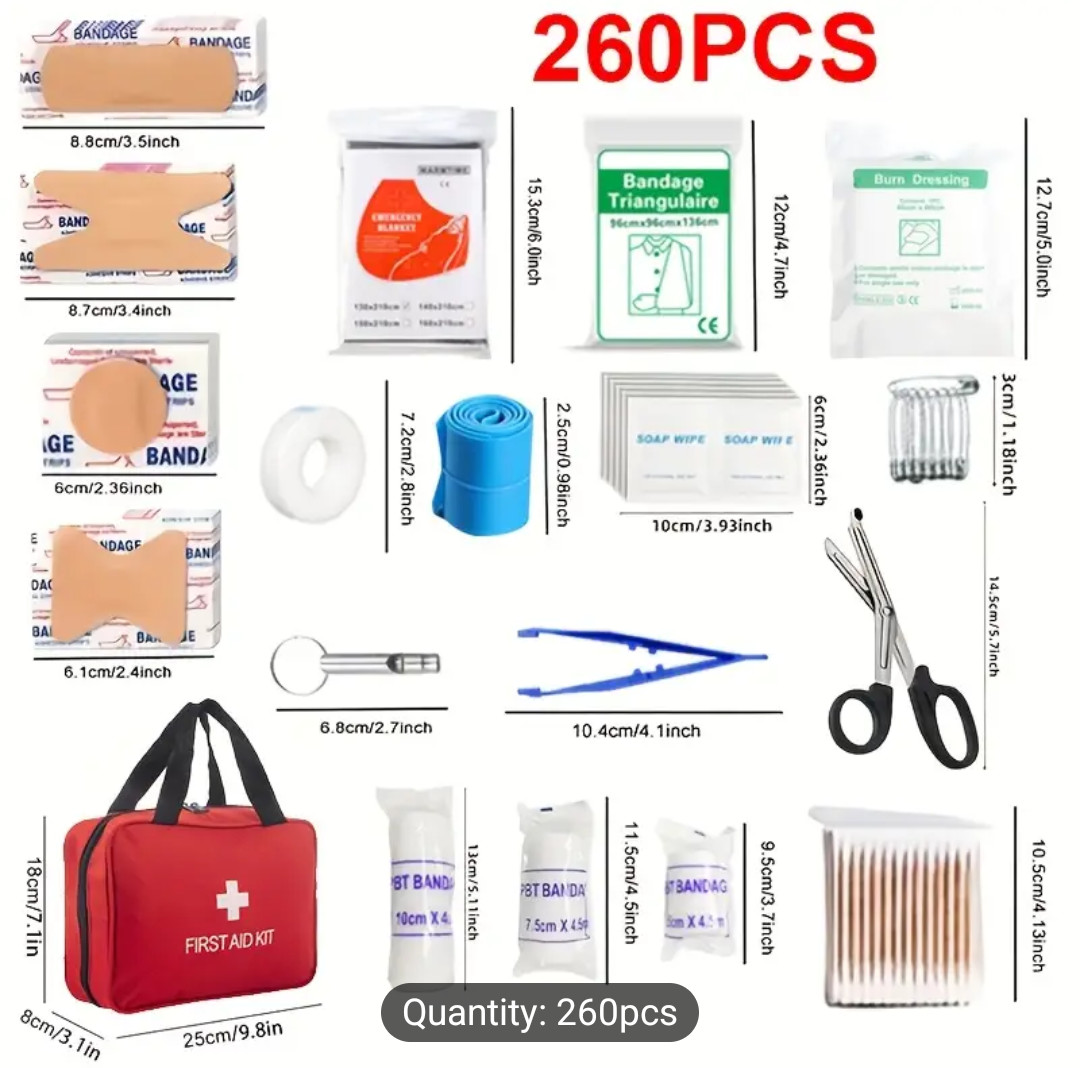 260pcs Deluxe First Aid Kit – Essential Emergency Supplies