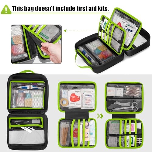 Waterproof Empty First Aid Bag with a Detachable Panel, Small Medical Green