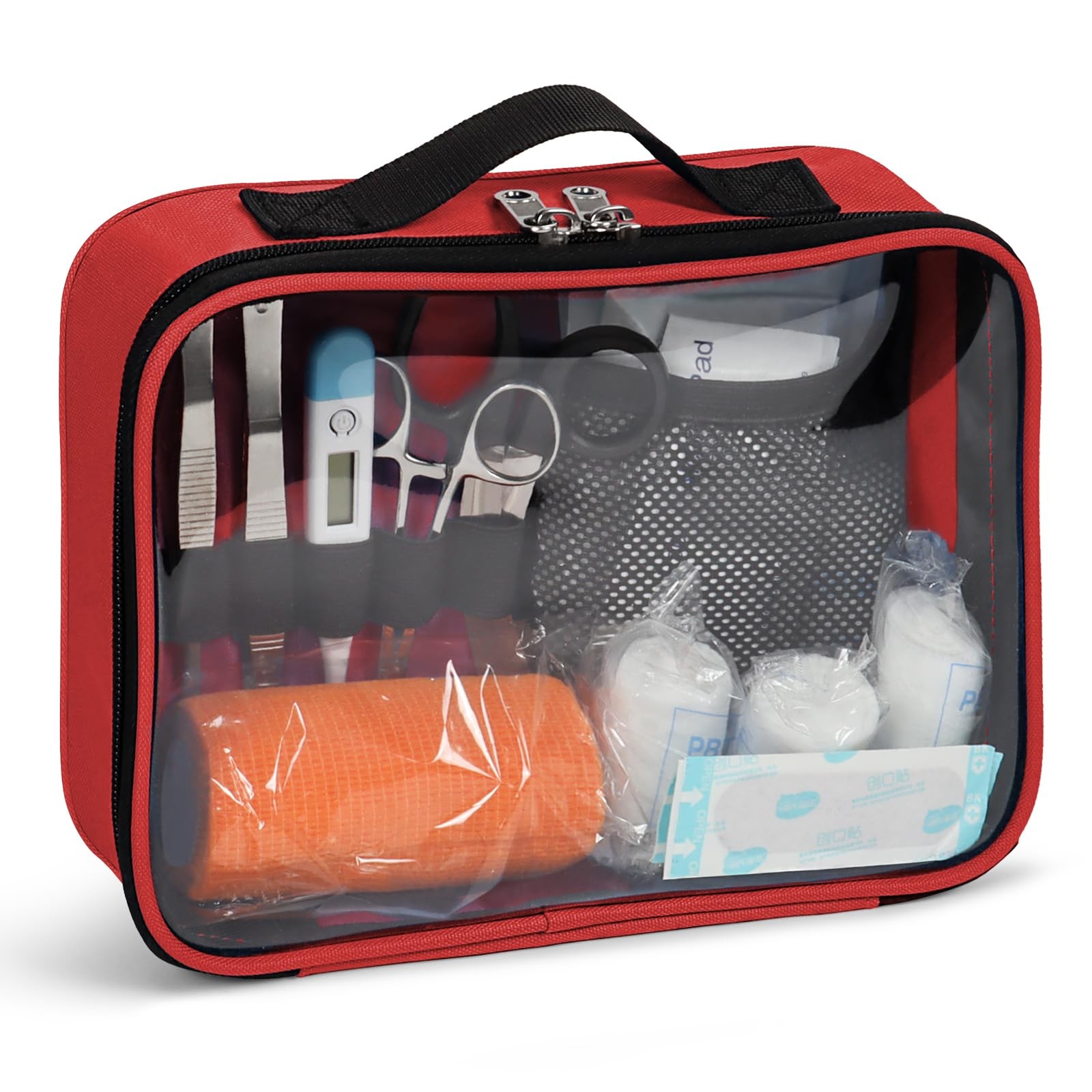 Empty First Aid Bag Clear PVC Waterproof Organizer Pouch Zipper Colored First…
