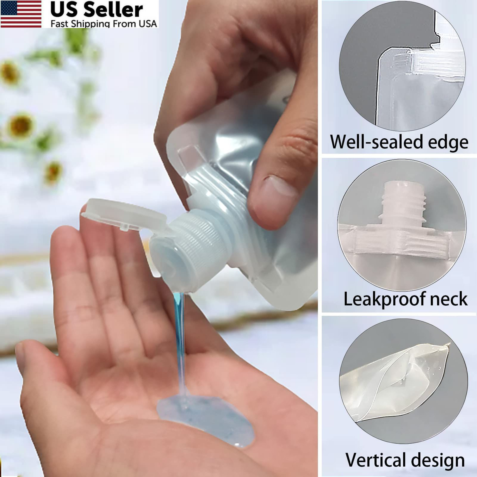 29 PCS Travel Size Refillable Empty Squeeze Pouch TSA Approved 29Pcs, Clear