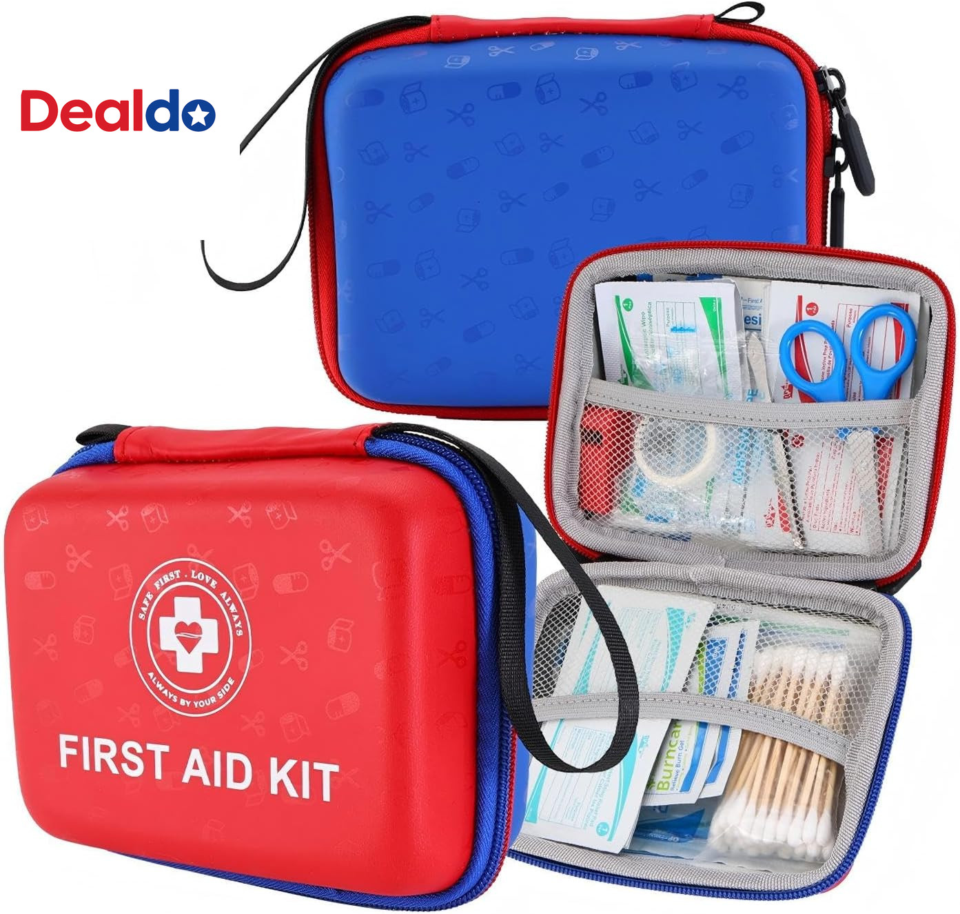 Small First Aid Kit – 165 Piece Dual-Color Emergency Medical Kit with Hard Shell