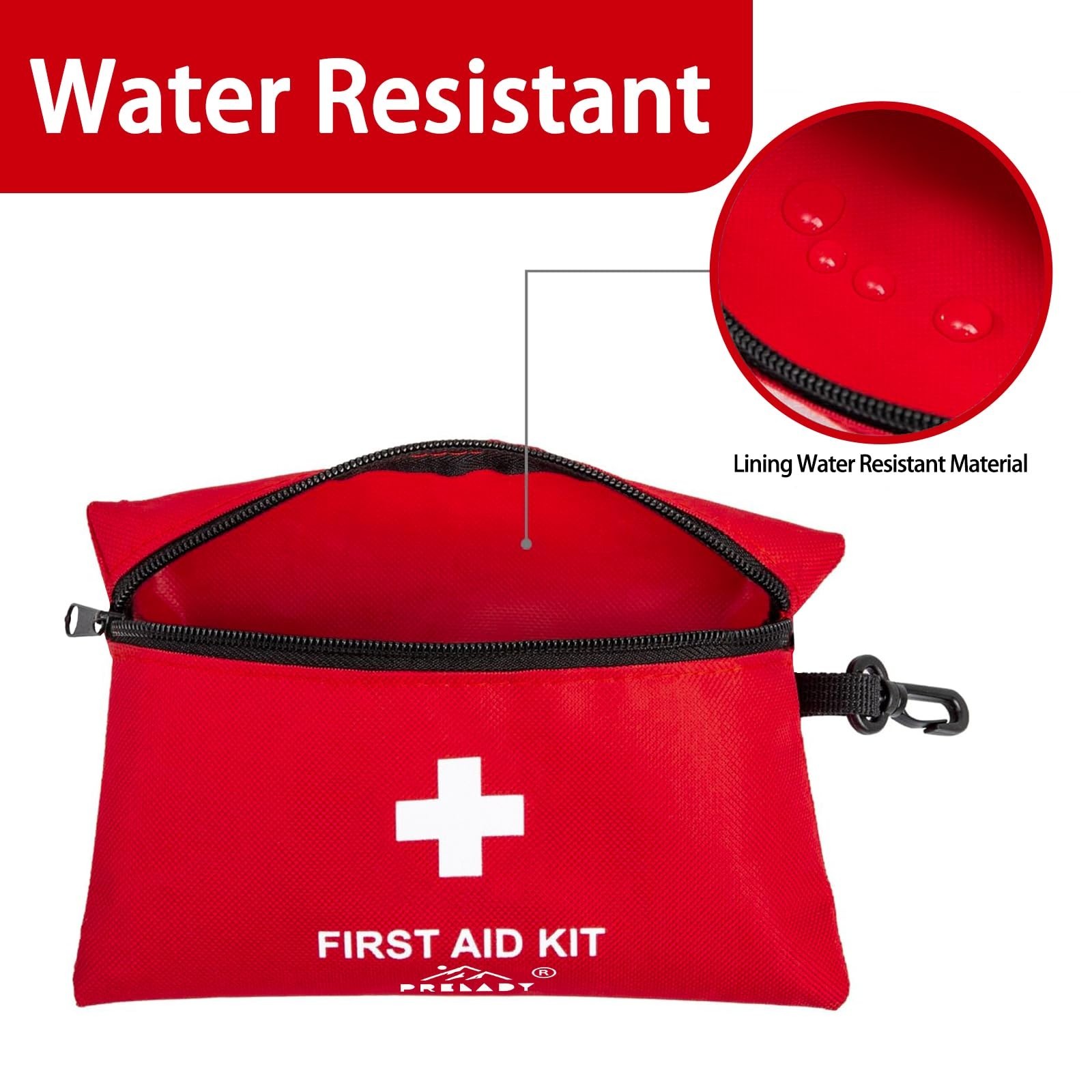 152 Piece Compact First Aid Kit TSA Approved – Travel, Camping, Sports – Red