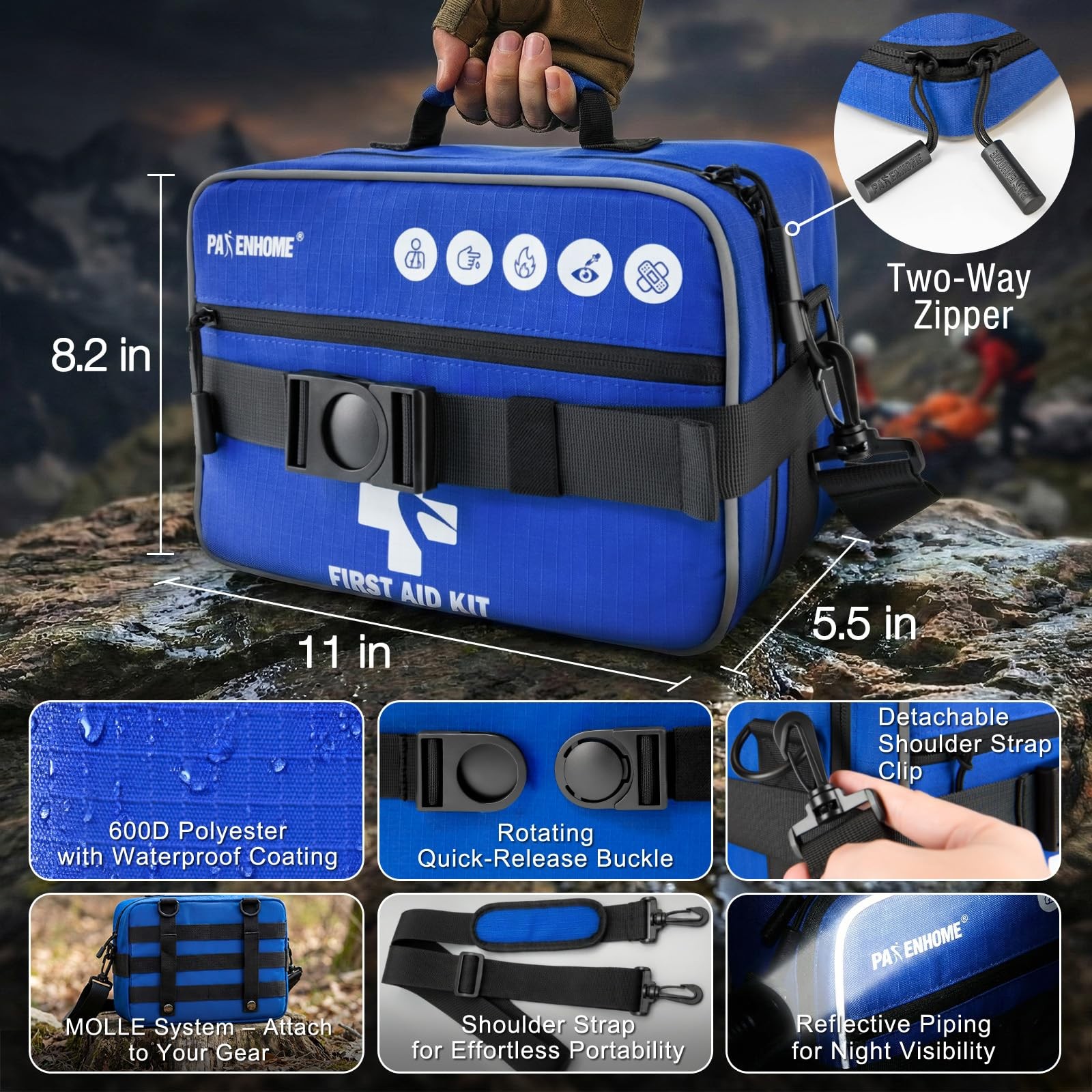 528 PCS Advanced First Aid Kit – Large 6-in-1 Modular Waterproof Well-Organiz…