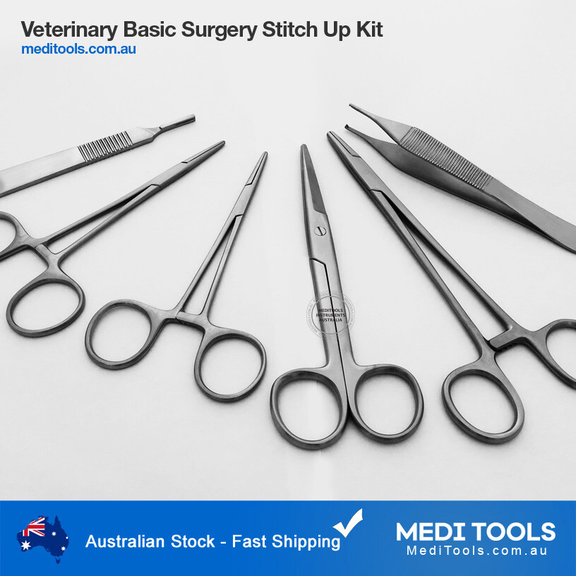 Veterinary Stitch Up Kit, Surgery, Suture Kit, Needle Holder, Forceps, Premium