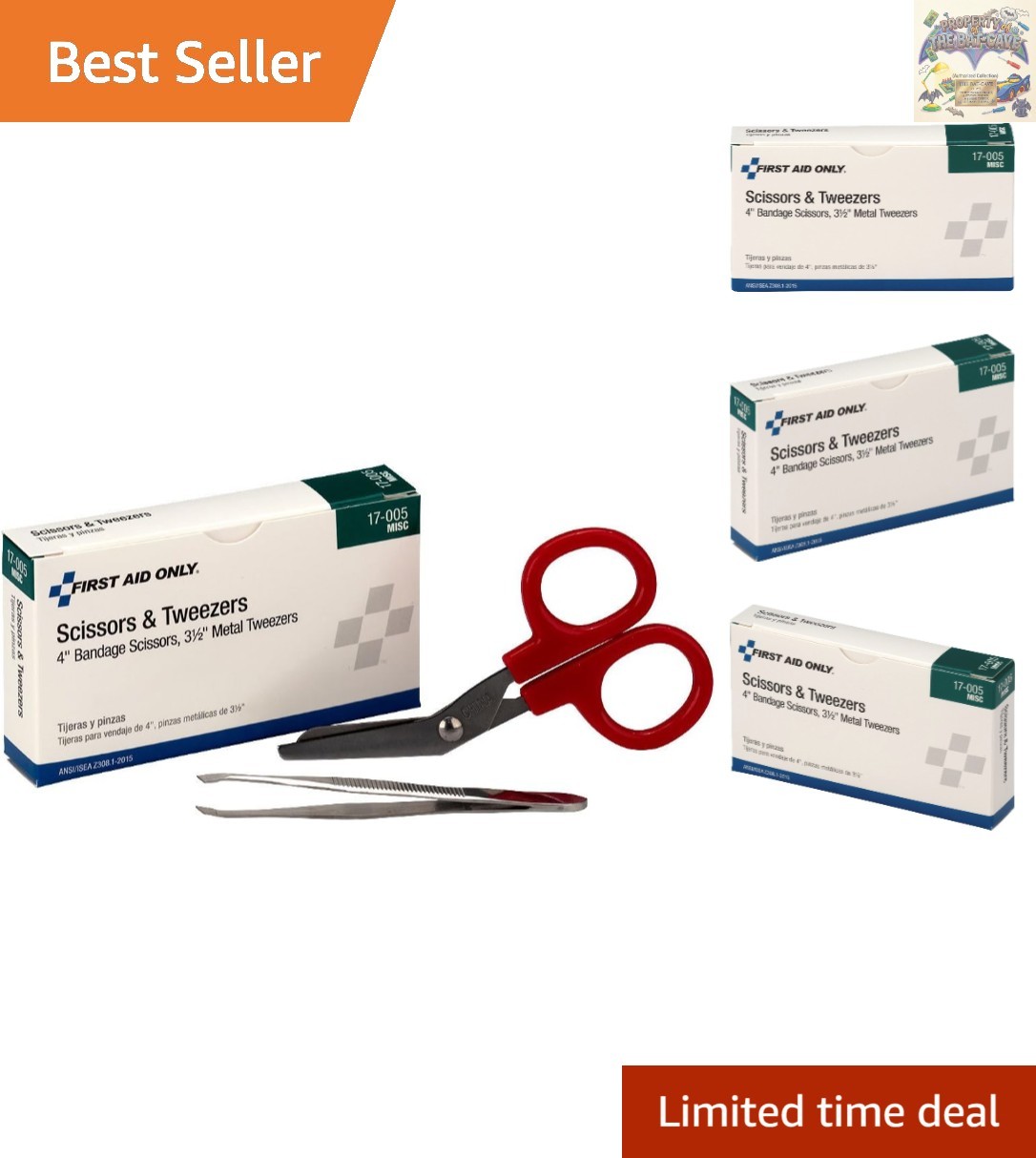 Portable Emergency Scissors and Tweezers Set – 4" Scissors for Quick First Aid