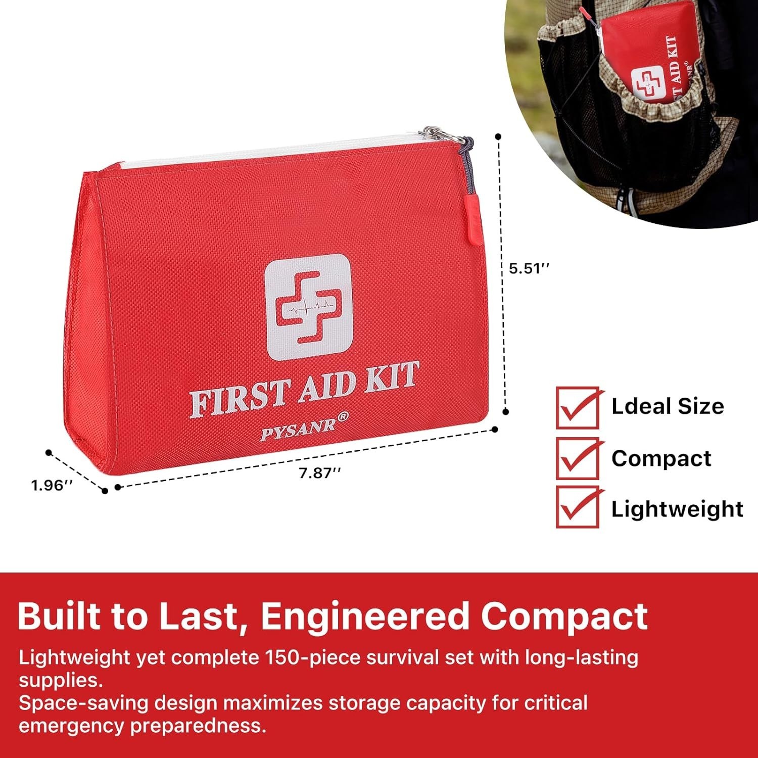 Small First Aid Kit, 150 Piece with Foil Blanket & Scissors, Mini First Aid B…