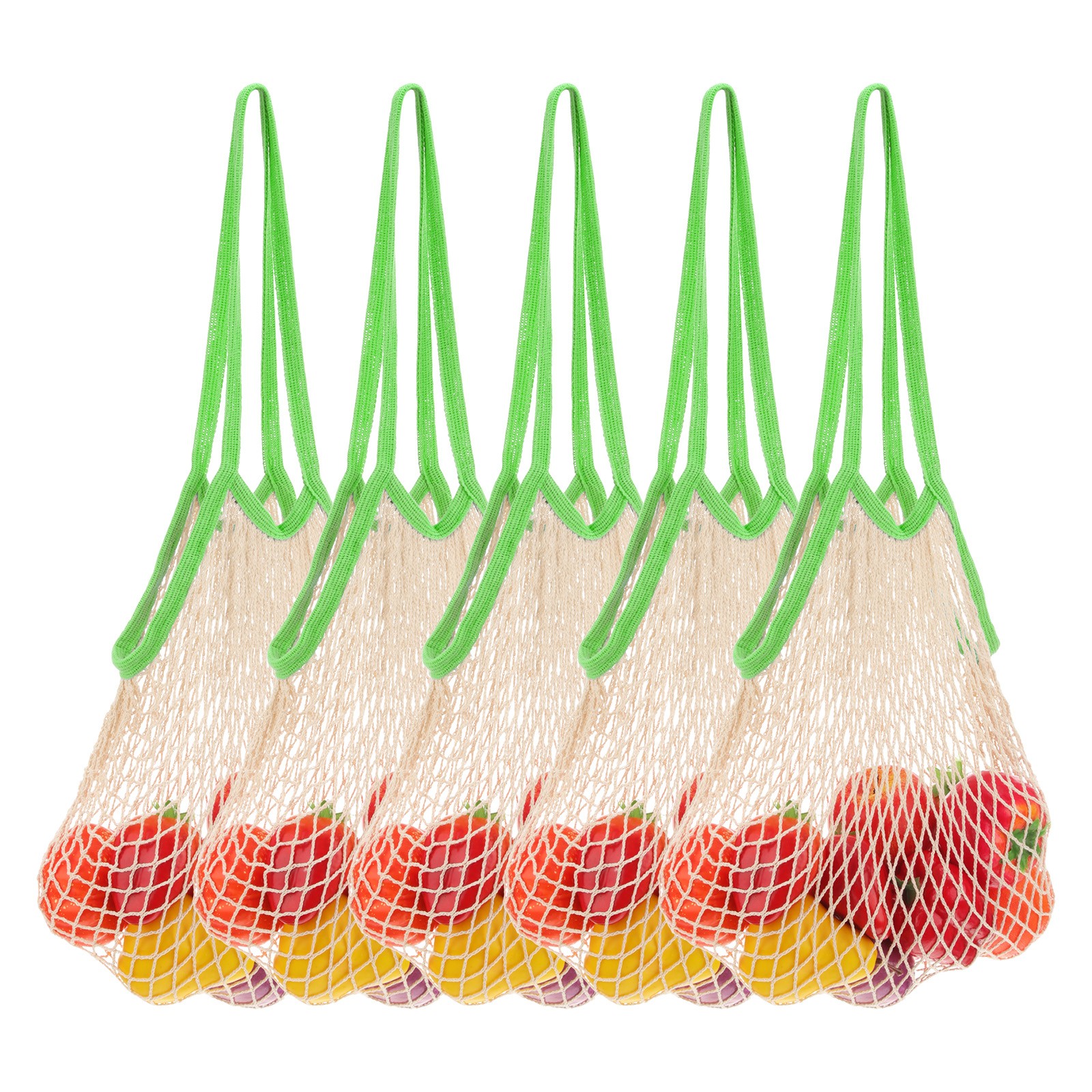 Reusable Mesh Produce Storage Bags Washable Portable Bag (Set of 5Pcs,Green)