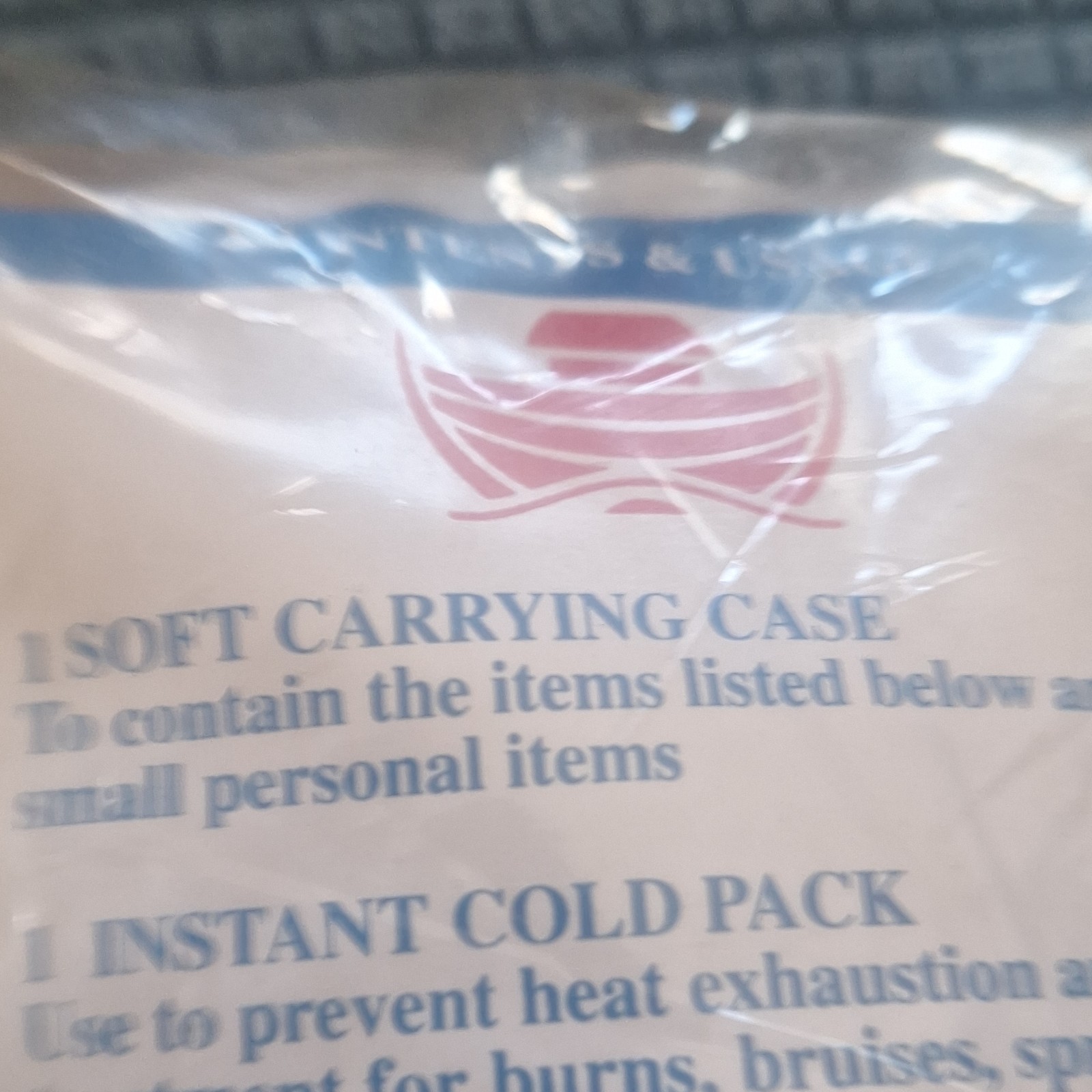 Portable Travel First Aid Kit with Carrying Case, Bandages, Wipes, Cold Pack