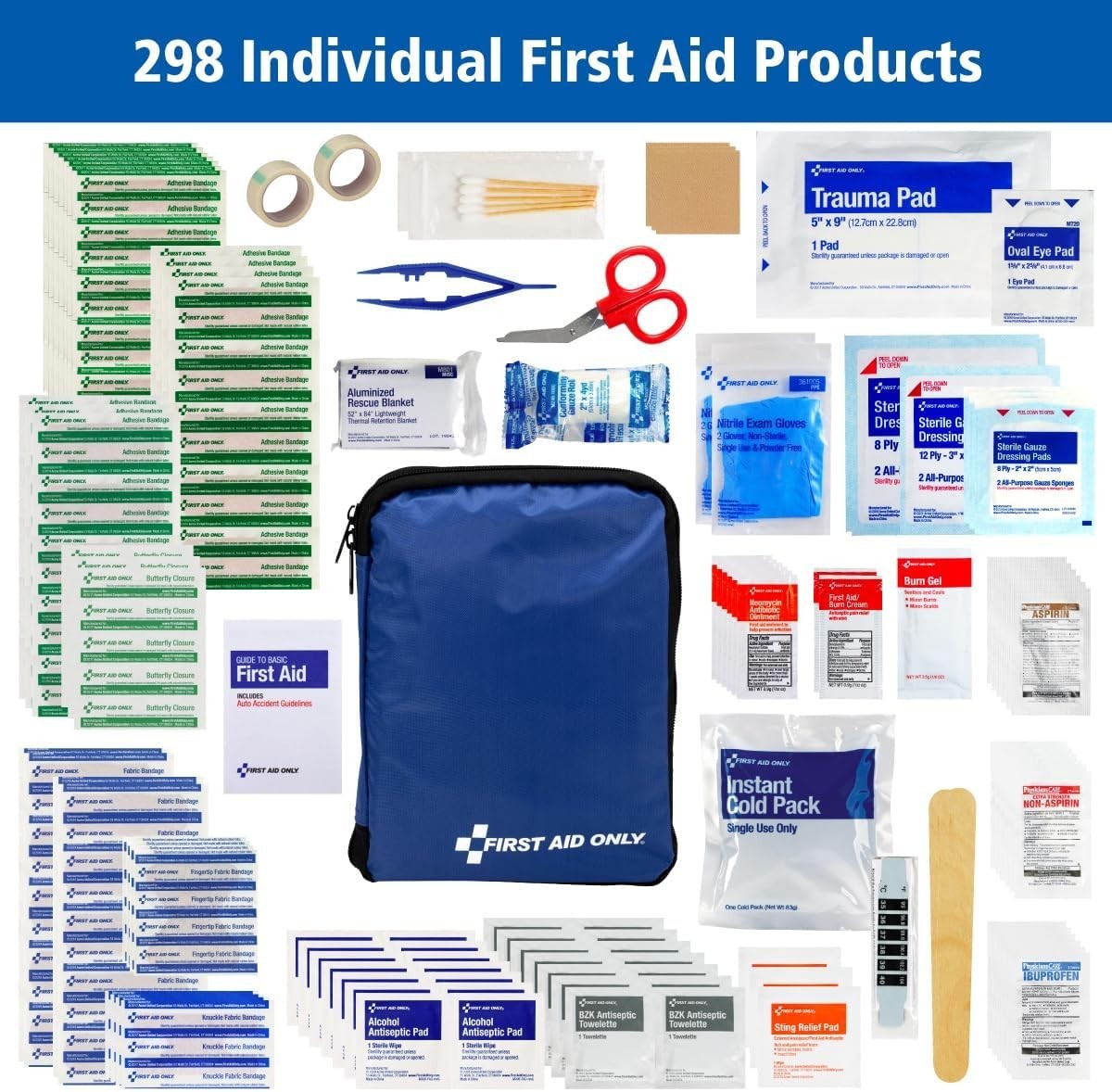 Comprehensive 299-Piece First Aid Kit for Home, Office, and Outdoor Safety