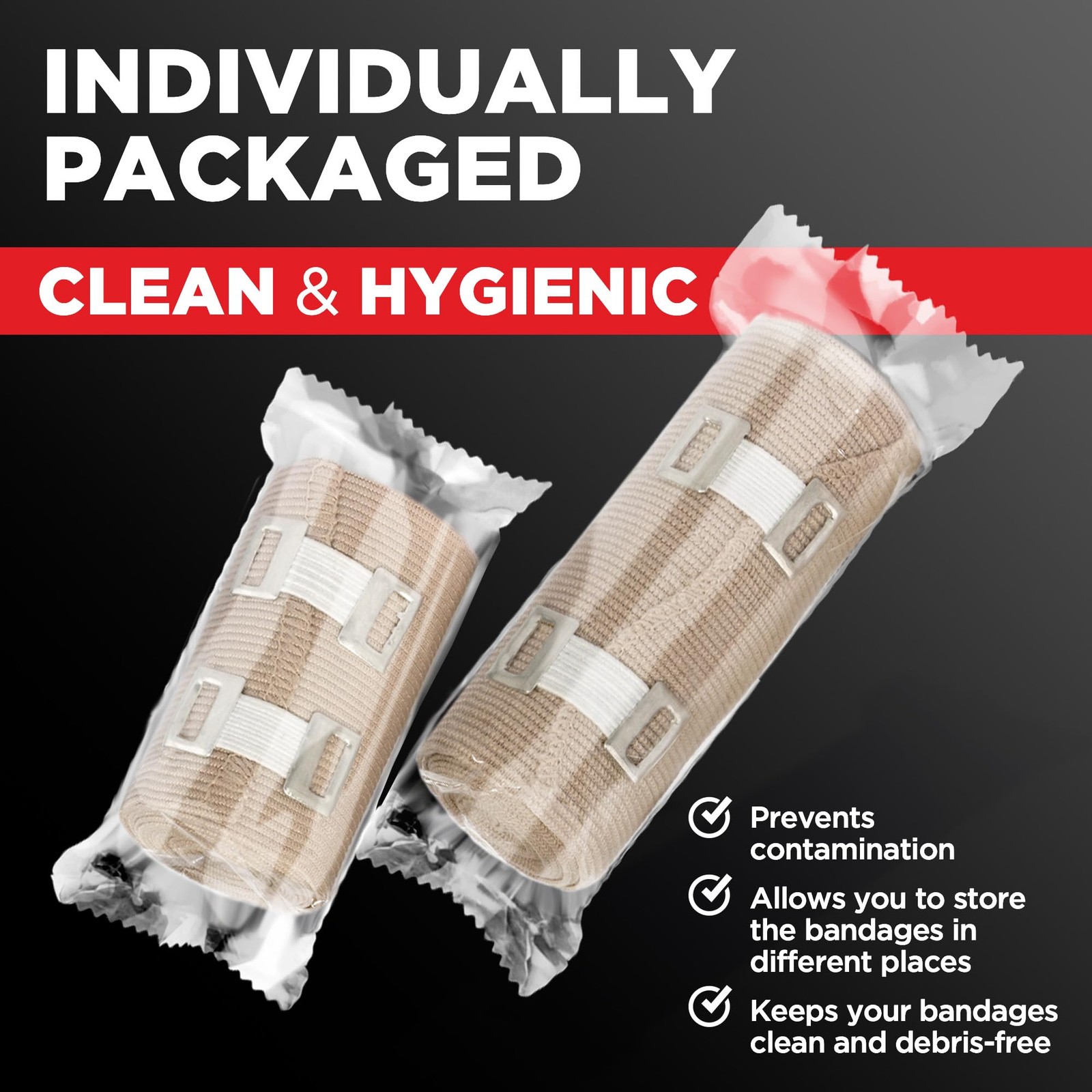 Premium Elastic Bandage Wrap – 4pk (2x3in, 2x4in) + 12 Extra 4 Piece Set