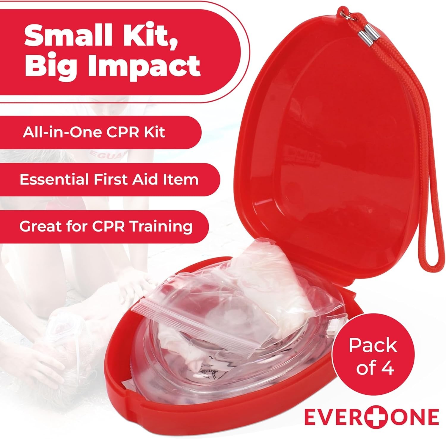 CPR Rescue Mask, Adult/Child Pocket Resuscitator, Hard Case with Wrist Strap …
