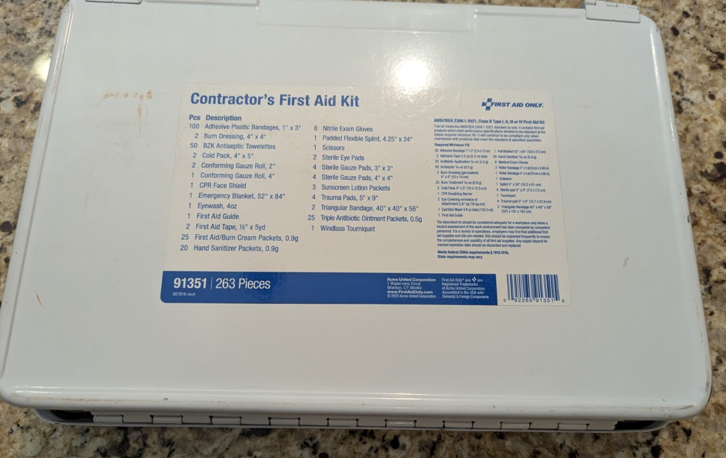 First Aid Only ANSI B Contractor's Metal First Aid Kit 263 Pieces 91351