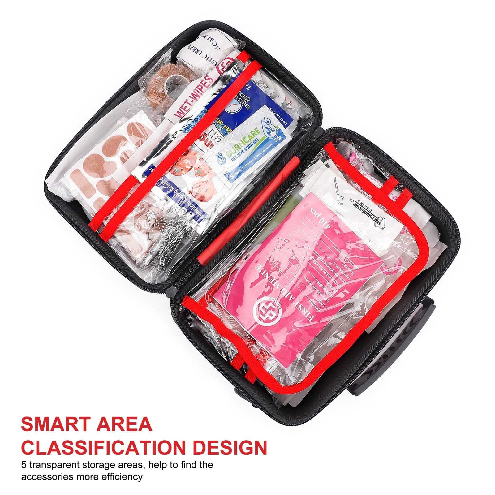 410 Piece Waterproof Hard Shell First Aid Kit for Home, Car, Travel, Camping,…