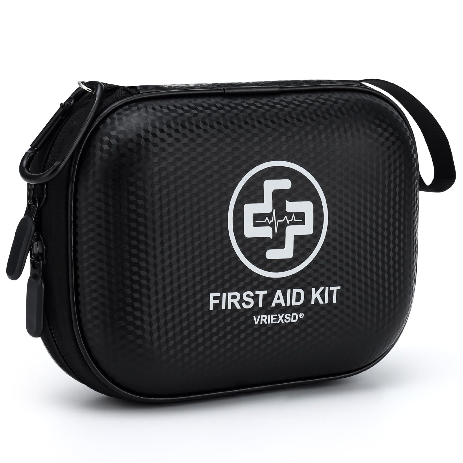 Mini First Aid Kit – 150 Piece Small Waterproof Hard Shell Medical Black