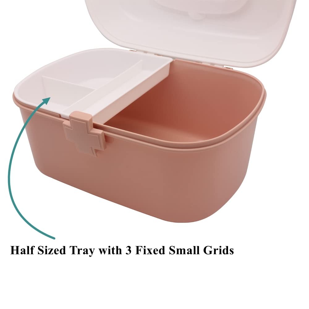 BangQiao Plastic First Aid Storage Box 1 Count (Pack of 1), white&pink