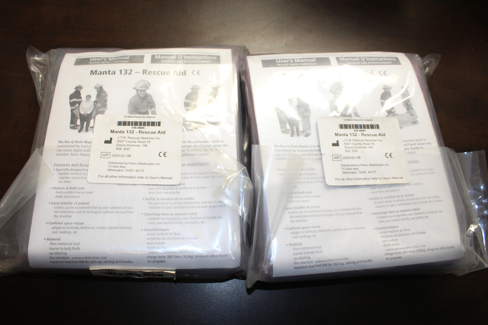 2-Pack Ferno Model 132 Manta Rescue Aid- Burgundy