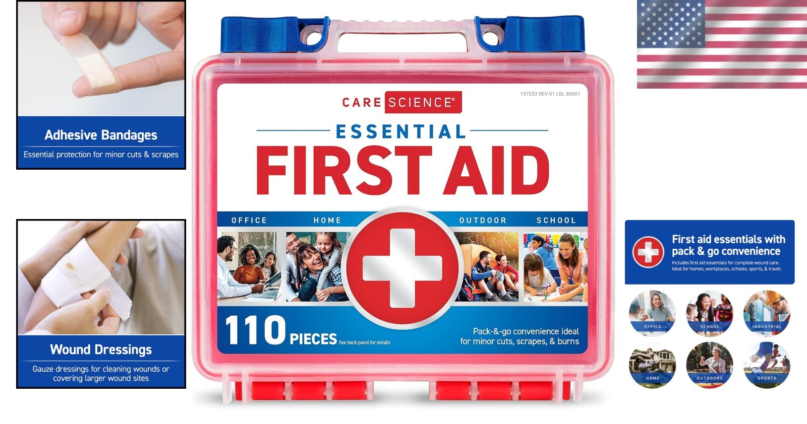 110-Piece First Aid Kit – Essential Emergency Supplies for Home, Travel, Camping
