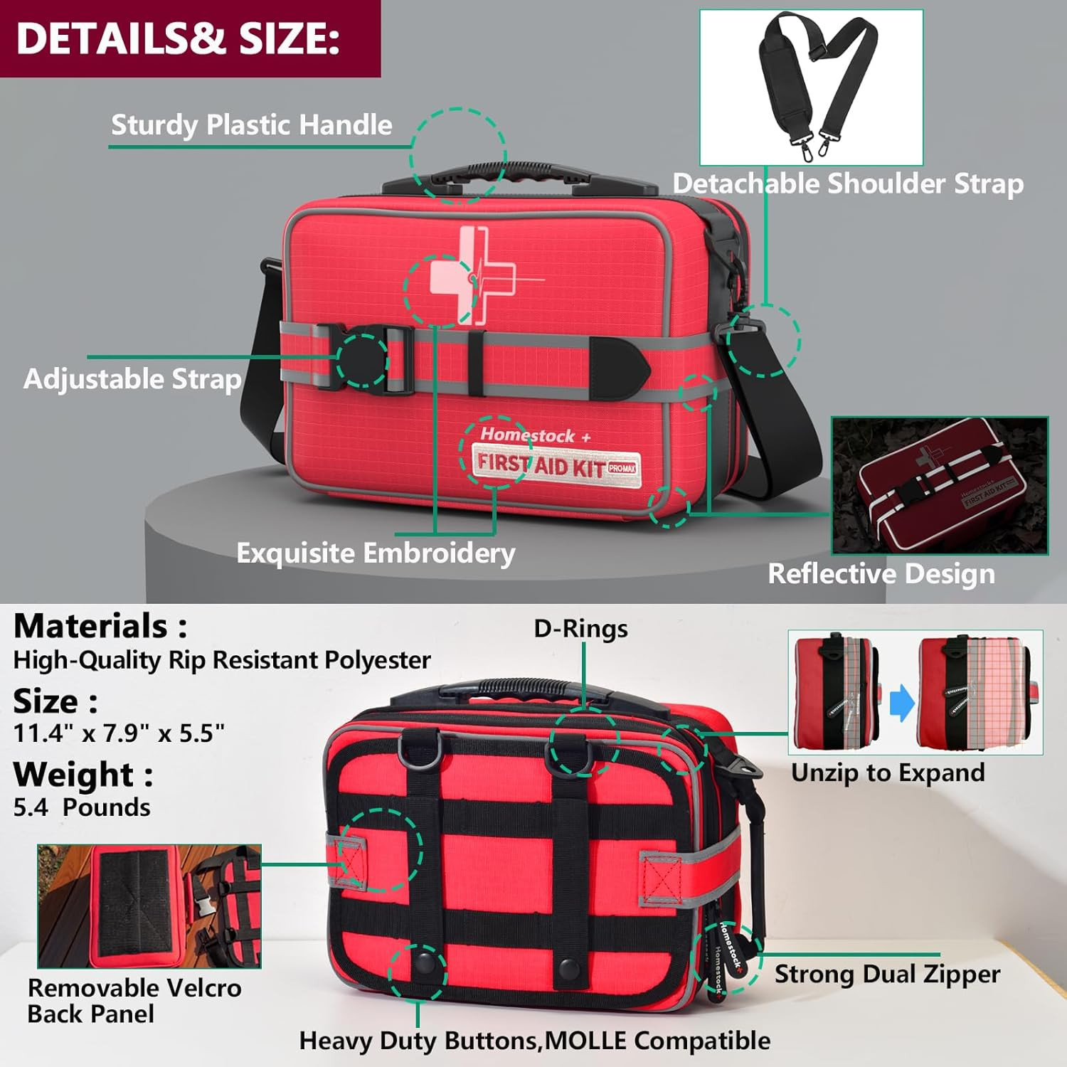 Advanced Comprehensive First Aid Kit with Well Organized Labelled Compartments R