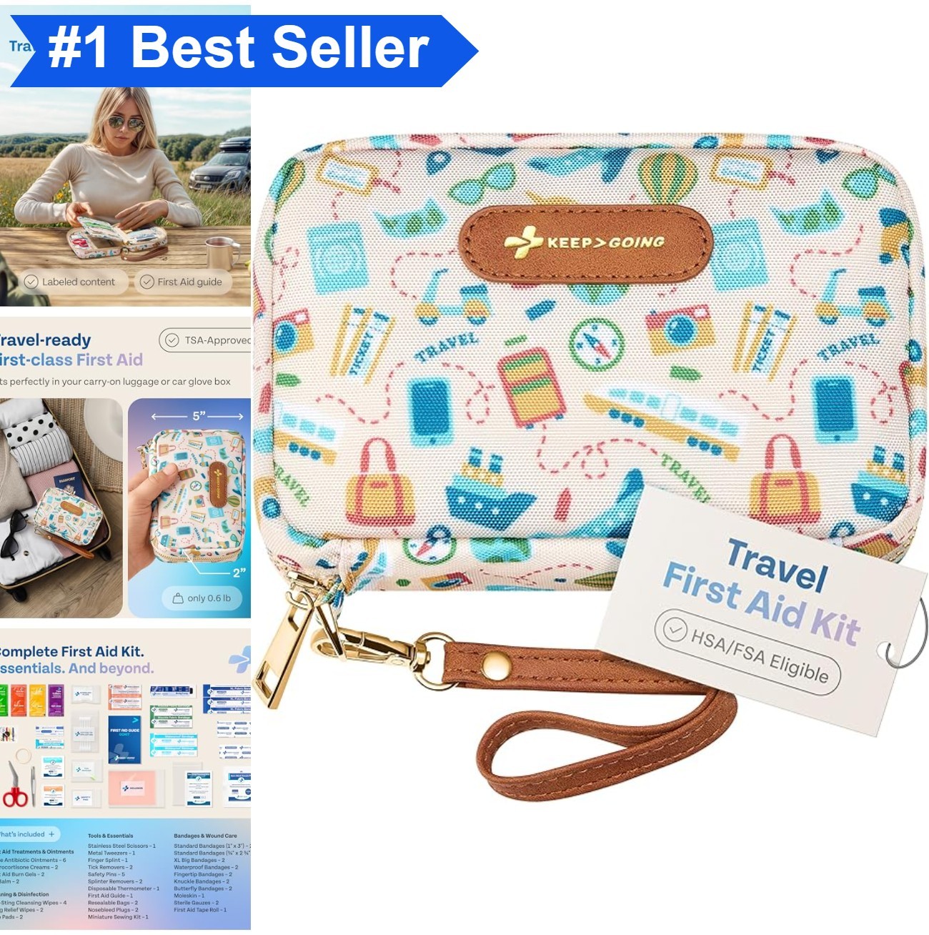 Travel First Aid Kit Compact TSA Approved First Aid Supplies for Car Home