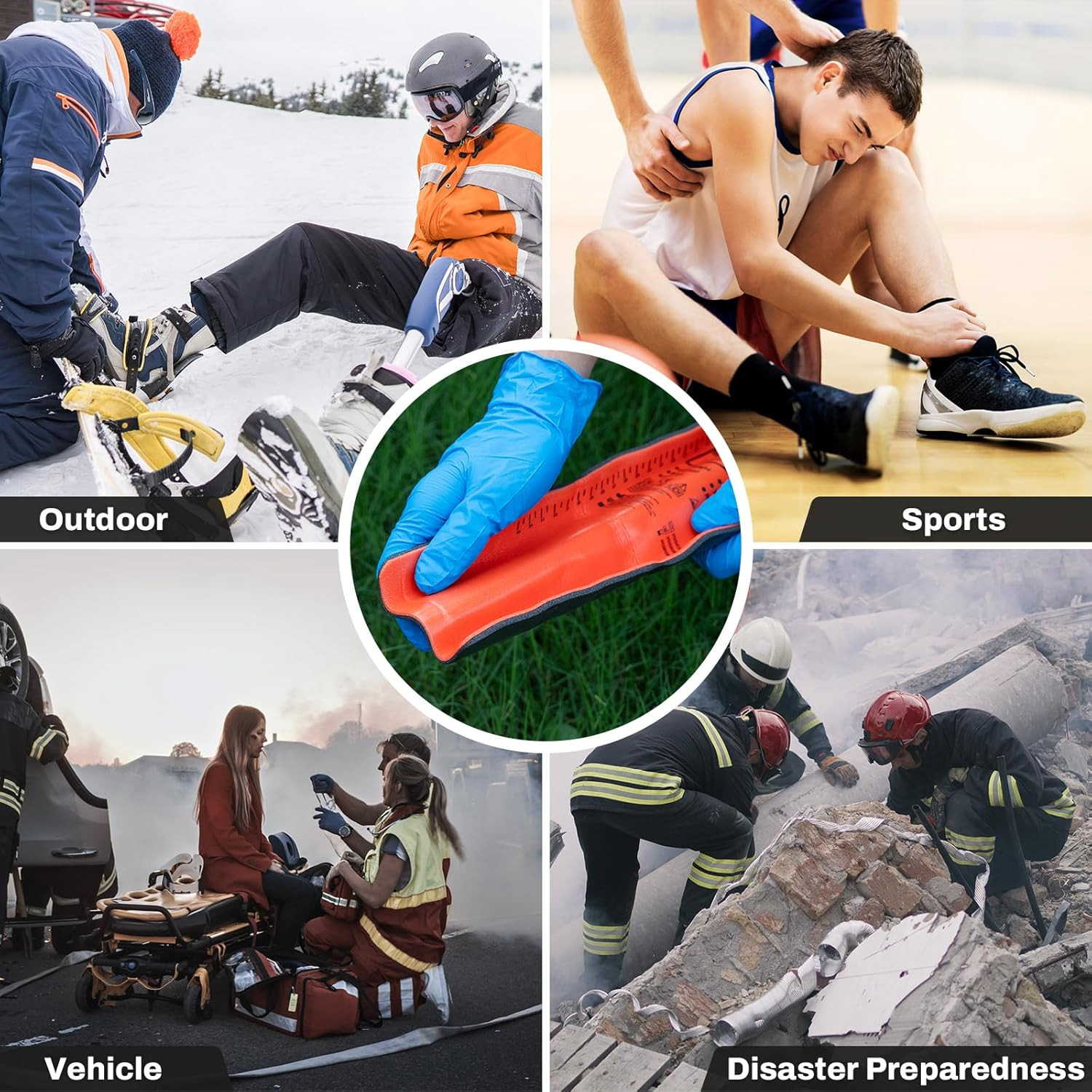 First Aid Splint 36" X 4.3" Orange-Gray, Keep Bones in Position (6, Splint Bundl