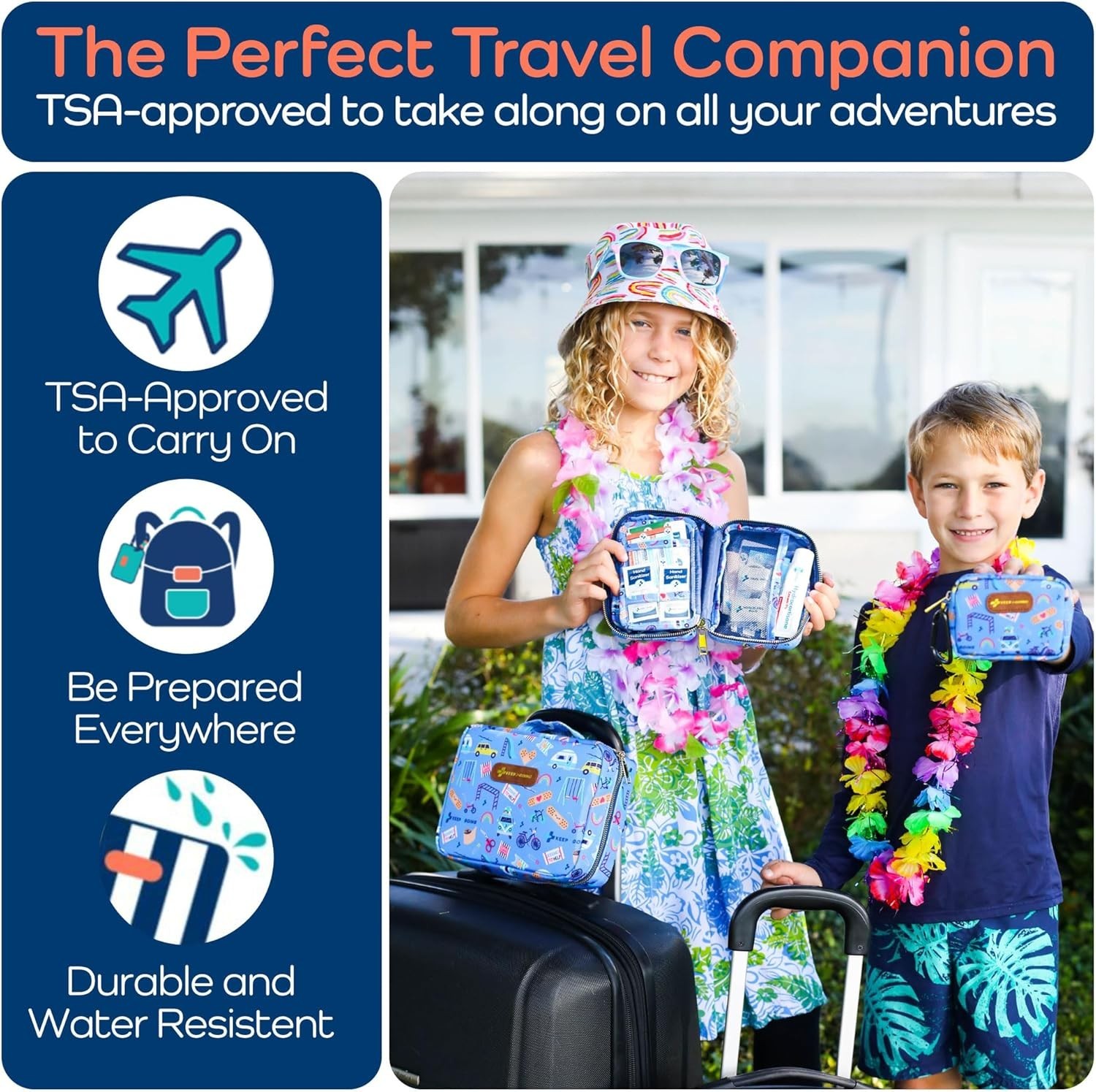 KeepGoing Small Travel First Aid Kit Kids – 60 Pc. Mini First Aid Kit for Pur…