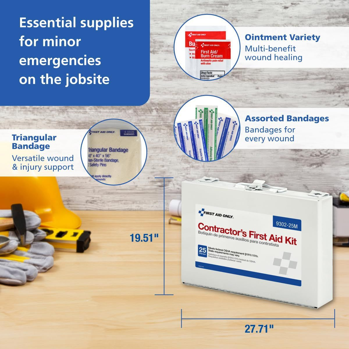 First Aid Only 9302-25M 25-Person Contractor's 178 Piece Set, White