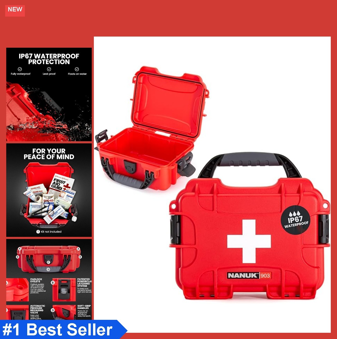 Waterproof First Aid Box IP67 Crushproof NK-7 Resin Floating Organizer Case